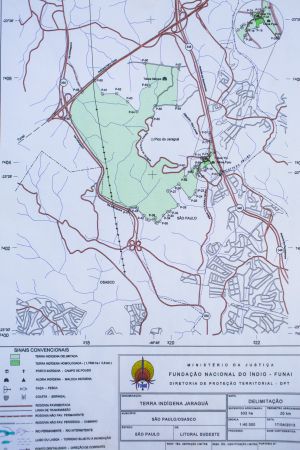 Imagem do mapa com a delimitação da área realizada em 2013 pela Funai.