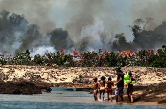 Uma das ilhas do Xingu, desmatada e queimada para o enchimento do lago de Belo Monte.