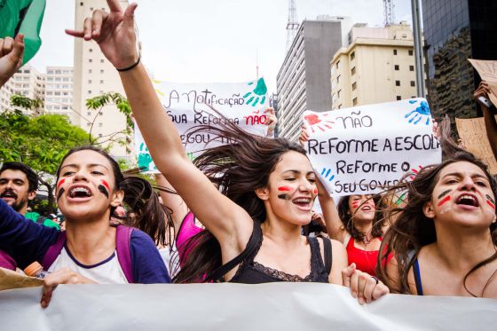 Estudantes em protesto na semana passada em SP.