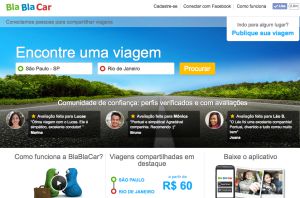 Página do BlaBlaCar no Brasil.