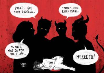 Ilustração que circula nas redes com o mote #EstuproNãoÉCulpaDaVítima.
