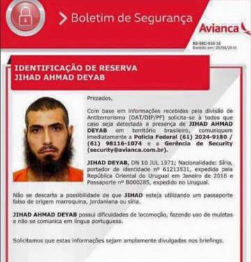 Avianca cita divisão antiterror da PF e lança alerta sobre presença de sírio no Brasil
