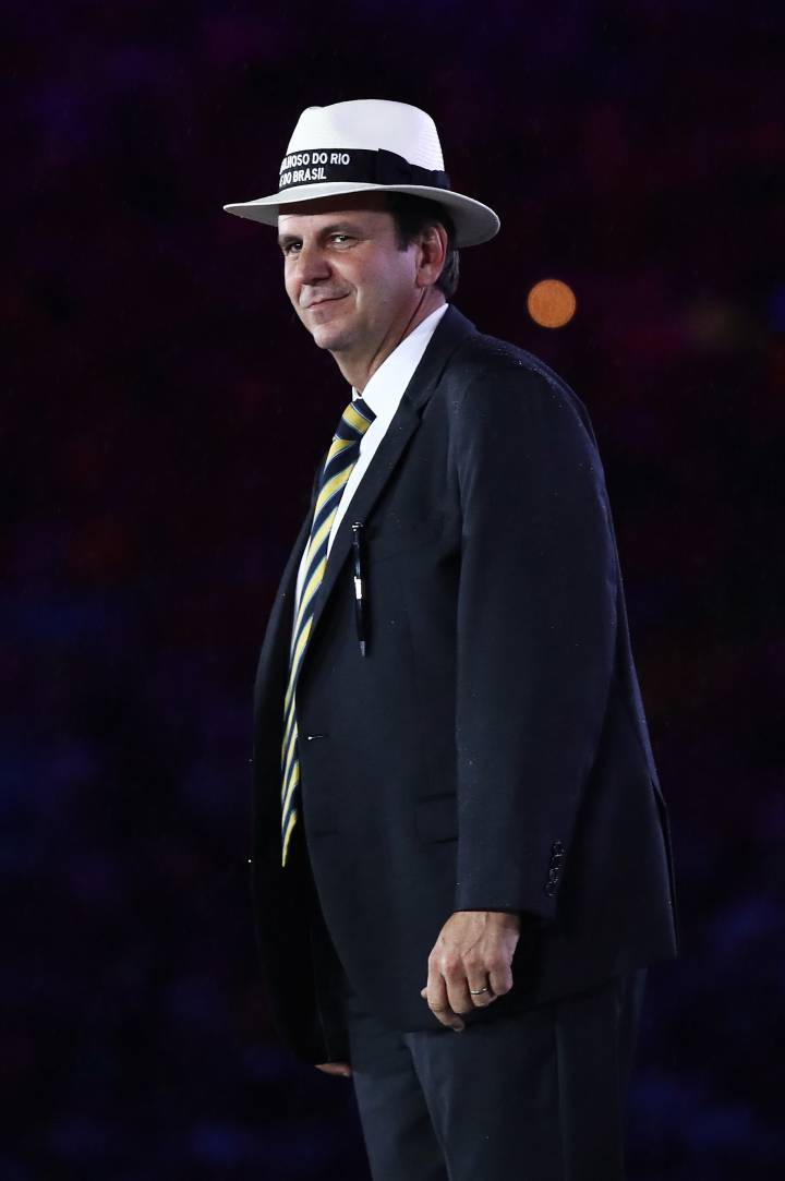 O prefeito do Rio, Eduardo Paes, durante a cerimônia de encerramento da Olimpíada no domingo. O prefeito do Rio, Eduardo Paes, durante a cerimônia de encerramento da Olimpíada no domingo.