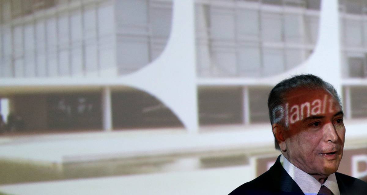 Temer na reuni&atilde;o com governadores, em Bras&iacute;lia.