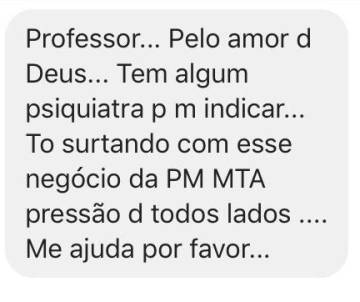 Mensagem enviada por policial a psicólogo.
