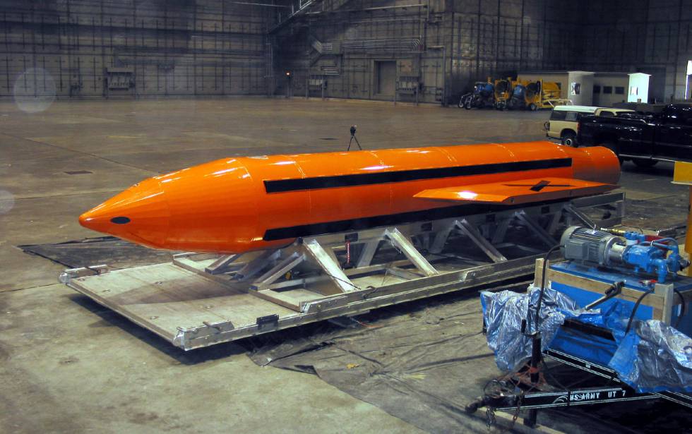 Imagem da bomba MOAB GBU-43, a "mãe de todas as bombas", cedida pelo Departamento de Defesa dos EUA. 