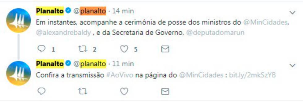 Em meio às especulações, Twitter do Planalto chegou a