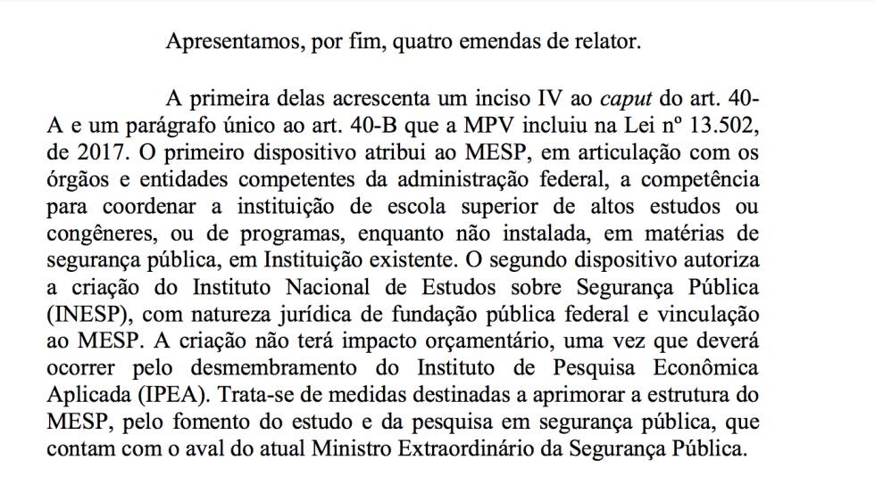 Governo propõe “desmembrar” IPEA em texto que cria pasta de Segurança