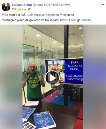 Dono da Havan desafia lei eleitoral para promover Bolsonaro no Facebook