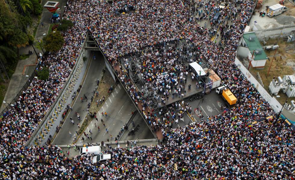 Protesto da oposição em Caracas.