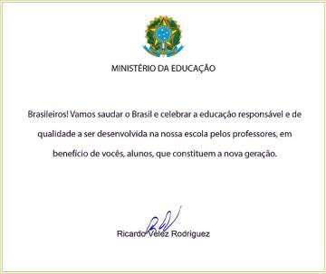 Nova versão da carta do ministro a ser lida nas escolas.