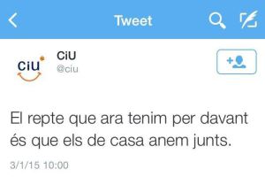 Polèmica per una piulada de CiU que reclama unitat política a “els de casa”