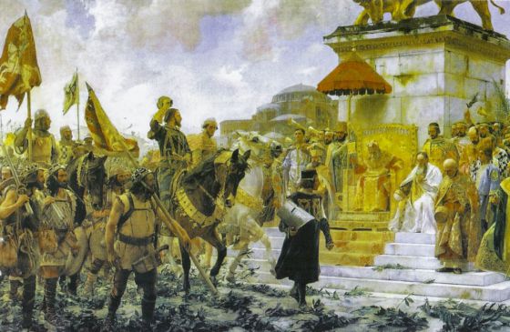 L’arribada dels almogàvers a Constantinoble el 1303, en auxili de l’emperador bizantí, dirigits per Roger de Flor