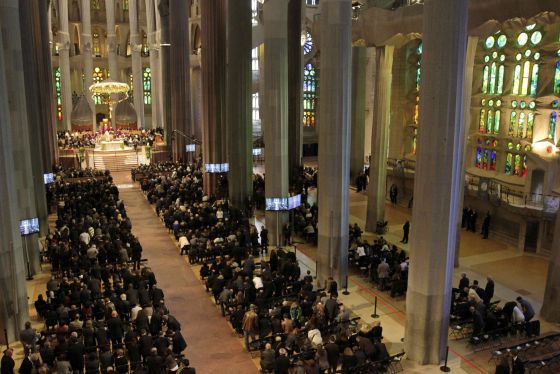 Vista general del funeral a la Sagrada Família.