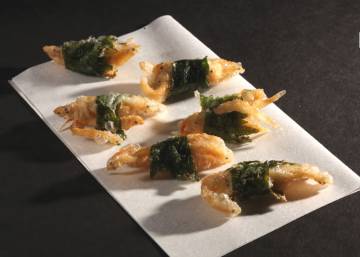 Tempura de xanguet amb shiso.