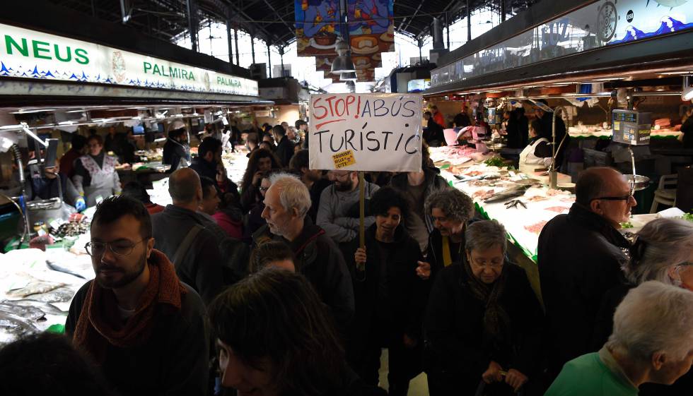 Protesta a la Boqueria al gener.