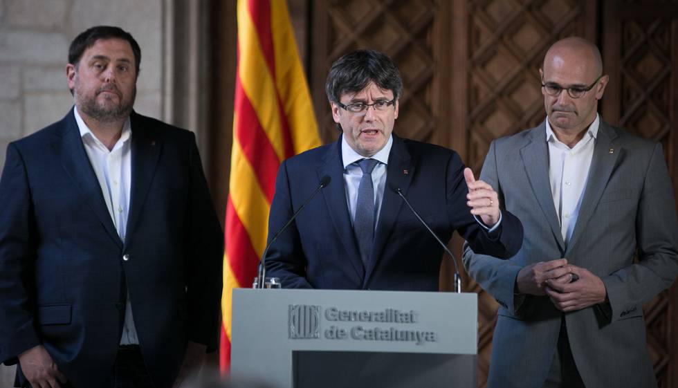 Puigdemont, Junqueras i Romeva, aquest dilluns.