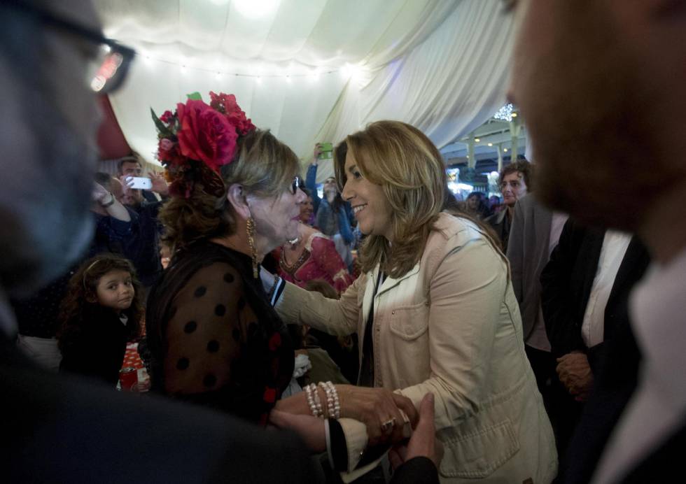 Susana Díaz en la Feria de Abril de Barcelona, el pasado sábado.