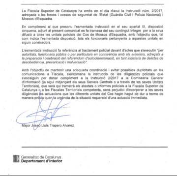 El comunicat de Trapero.