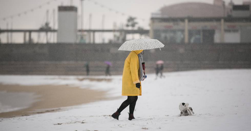 La neu arriba a la platja