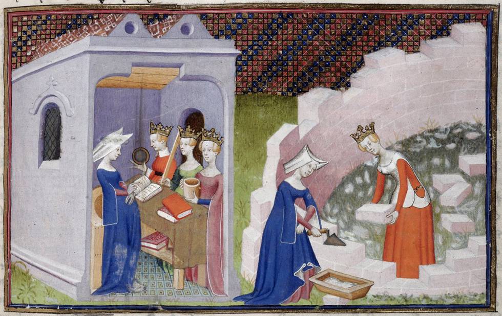 'La ciutat de les dames', de Christine de Pisan, que va ser la primera ginotopia literària, situació antitètica per a la dona respecte a la que planteja Margaret Atwood a 'El conte de la serventa'.