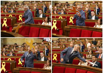 Torrent suspèn el ple després que un diputat de Ciutadans retirés un llaç groc