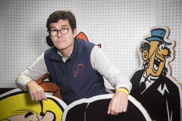 Sergi Escobar, net de Josep Escobar, amb els bessons i Pantuflo.