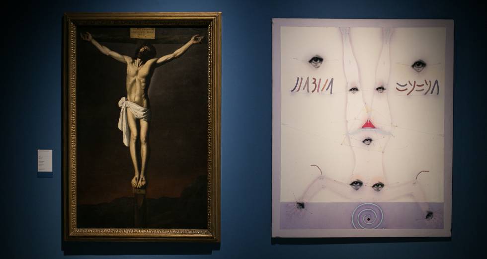 'Sabina eyeya', de Zush (1974), al costat d'una crucifixió del taller de Zurbarán.