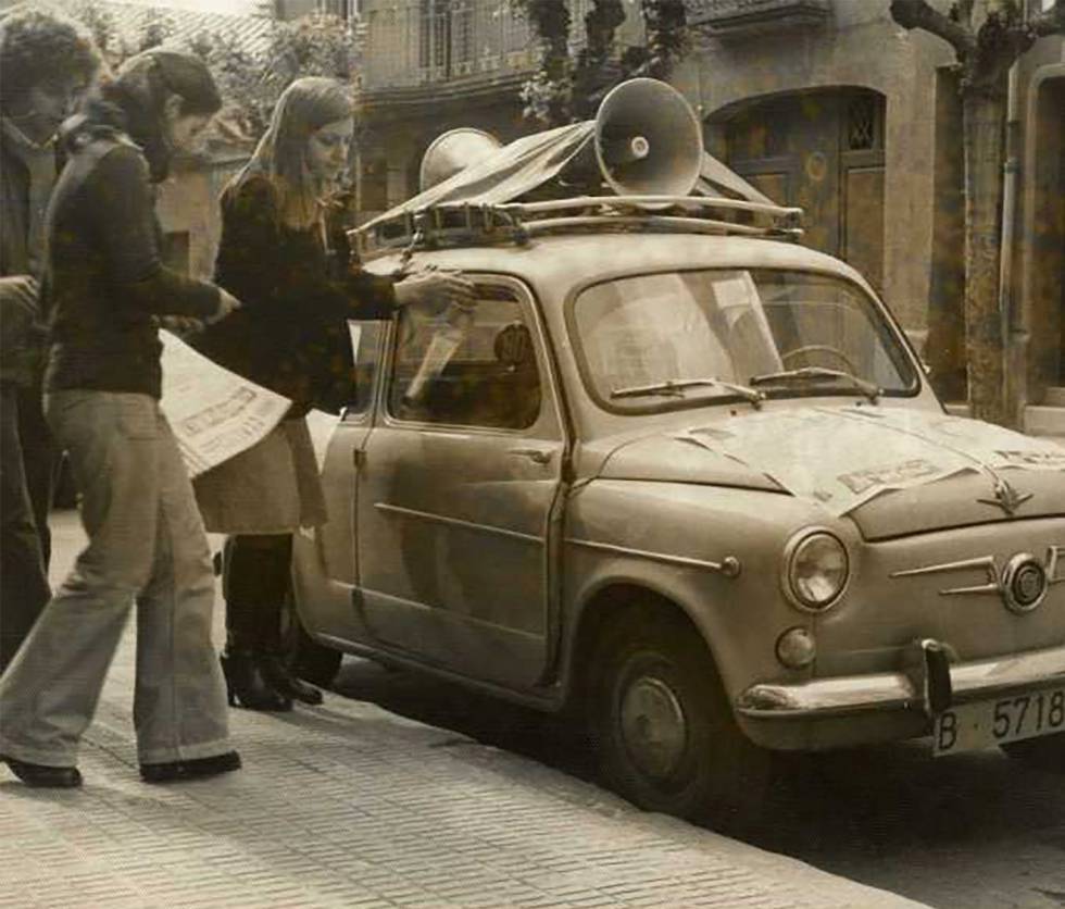 El Congrés de Cultura Catalana generà una mobilització per tot el territori, com demostren els preparatius de la megafonia en un 600 per anunciar activitats del primer congrés a Sant Feliu de Llobregat el 1976.