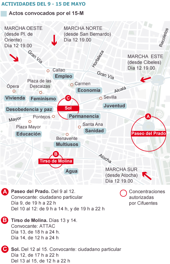 La policía teme las consecuencias de un desalojo violento en Sol