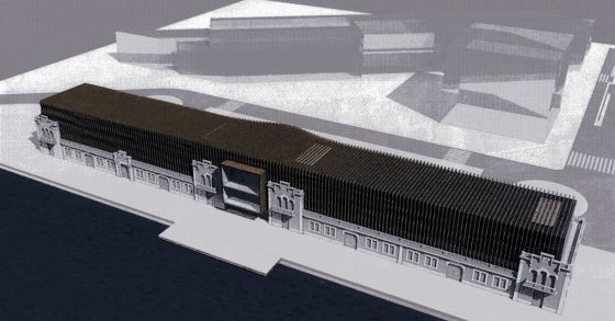 Recreación de una vista aérea del proyecto del Hermitage de Barcelona