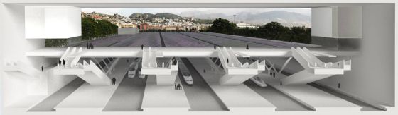 Recreación virtual de la Estación del AVE en Granada, proyecto de Rafael Moneo.