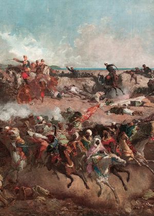 Els generals O’Donnell i Prim i el príncep marroquí Mulay Abbas, tres dels protagonistes 'La batalla de Tetuan'