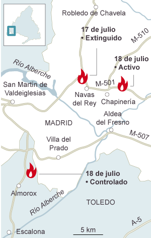 Incendios forestales recientes.