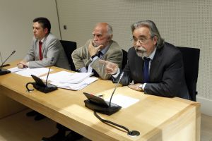 Palacios, Sanz y Pérez, en la rueda de prensa de ayer.