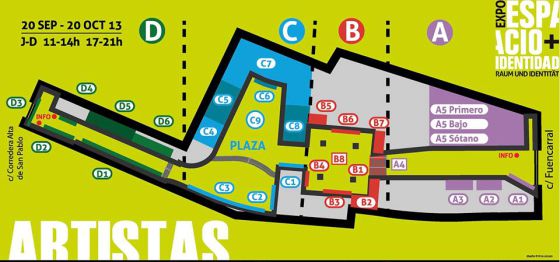 Mapa de espacios y artistas.