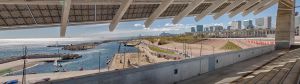 El perfil del litoral des de la fotovoltaica del Fòrum descobreix l'skyline d’edificis d’altura que van créixer a partir del 2004