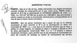Extracto de un contrato privado con las firmas de Raúl López y Díaz Ferrán