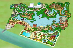 Plano del parque con la zona de piscinas.