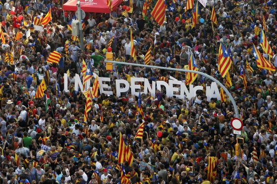 Manifestación multitudinaria en Barcelona en septiembre de 2012