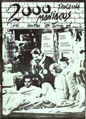 La portada del primer número de 2.000 Maníacos, de 1989, toda una declaración de intenciones. (Ver más en ampliación)