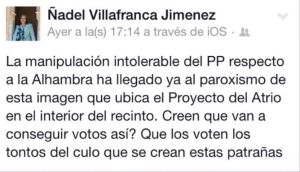 La directora de la Alhambra llama “tontos del culo” a los votantes del PP