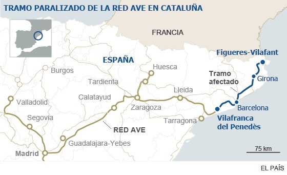 Trayecto afectado por la incidencia ferroviaria.