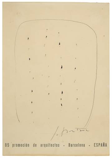El dibujo de Fontana que puede verse en la exposición de Barcelona.