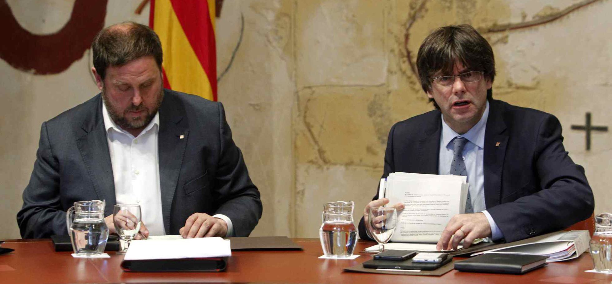 Oriol Junqueras y Carles Puigdemont. Oriol Junqueras y Carles Puigdemont.
