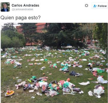 La fiesta de San Cemento llena de basura la Complutense