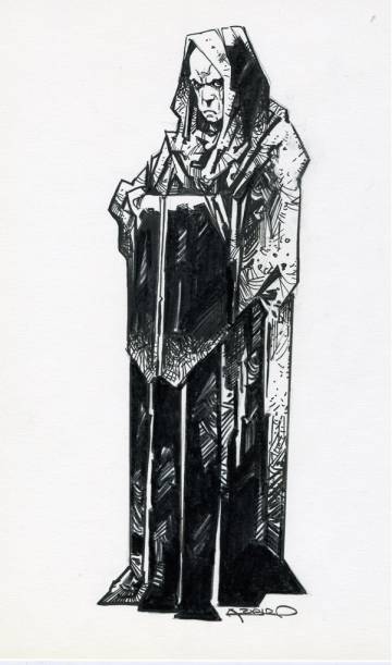 Ilustración homenaje a Paul Naschy realizada por el dibujante Azpiri.