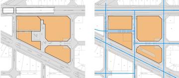 Comparació entre el plànol del centre actual i el projectat.