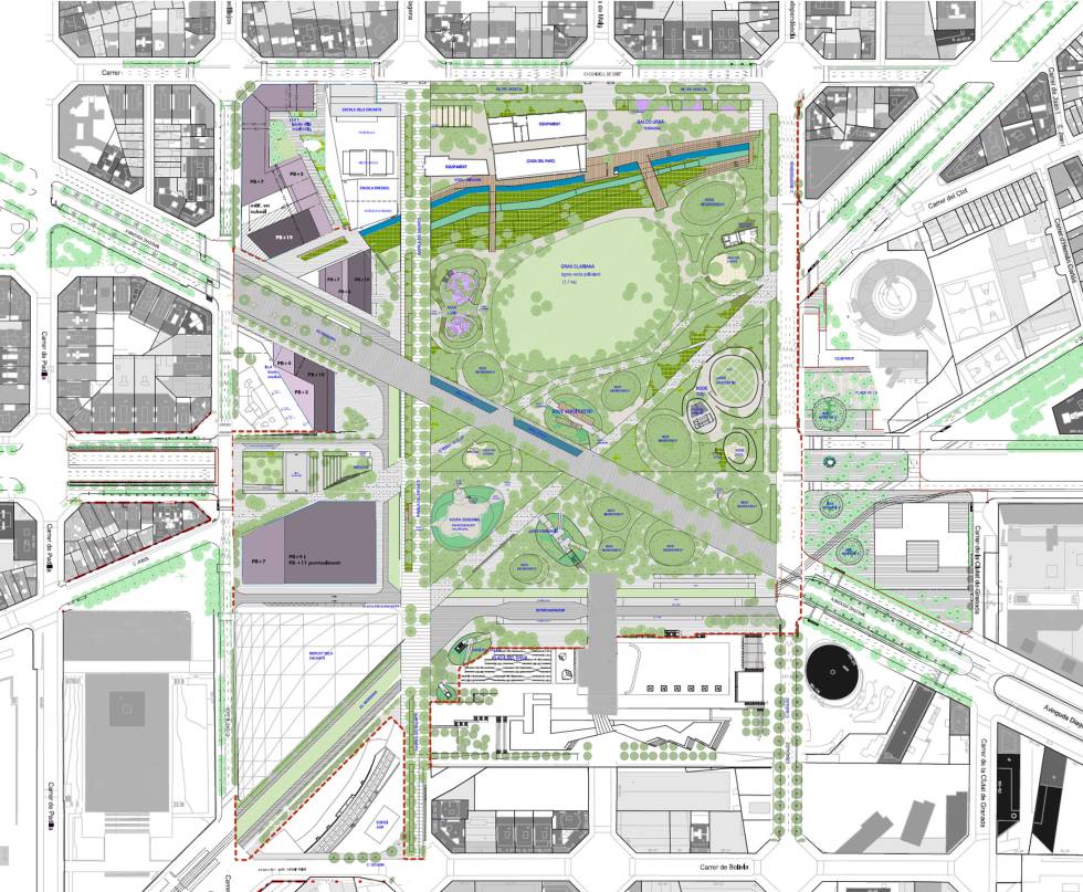 Plano de la plaça de les Glòries.
