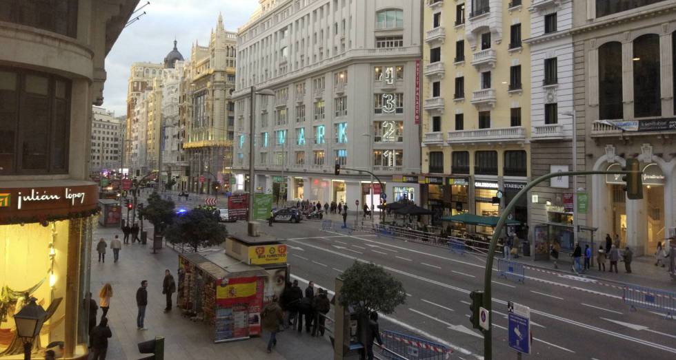 La Gran Vía uno de los días de corte de tráfico. 